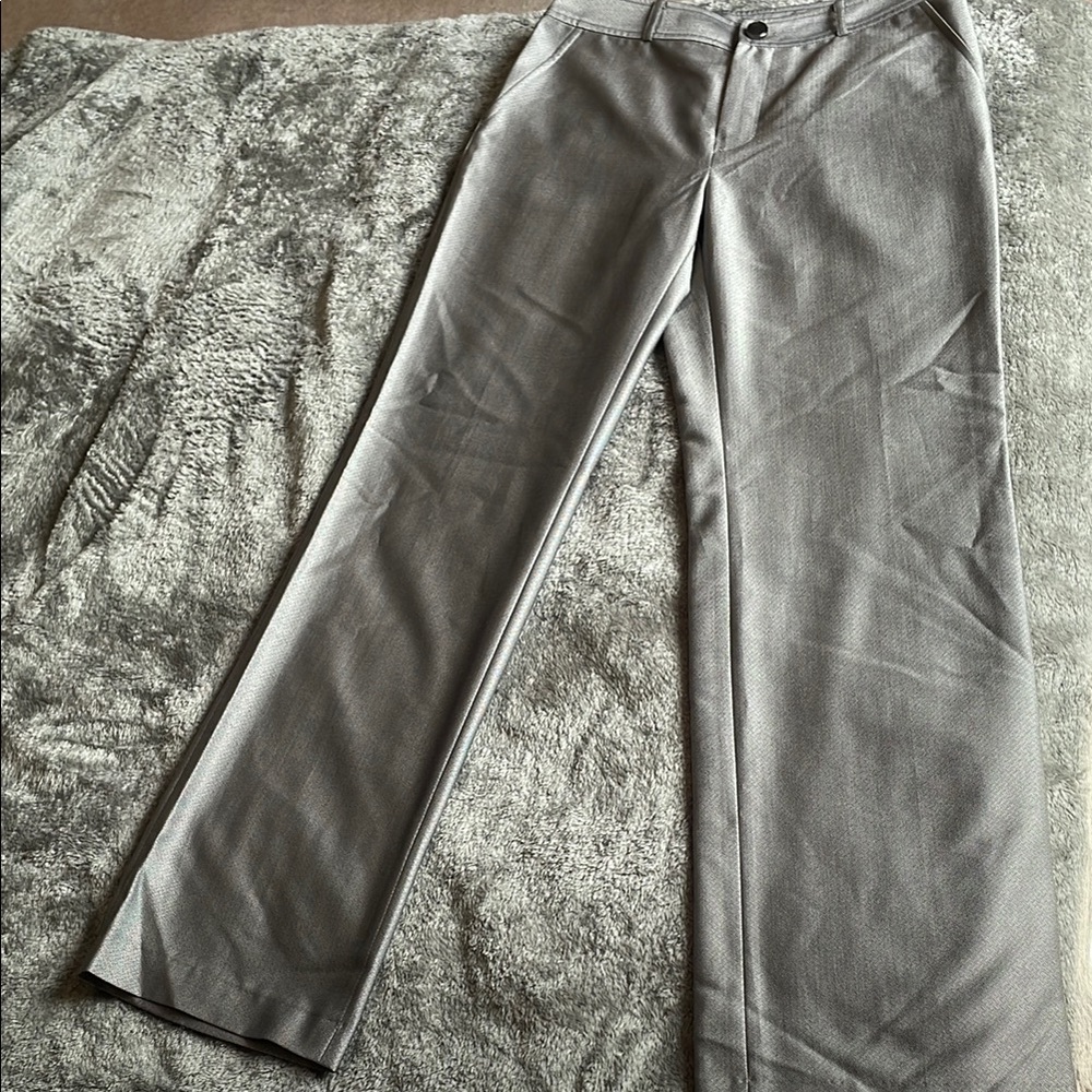 Gray Dress Pants with Flat Front and Straight Leg